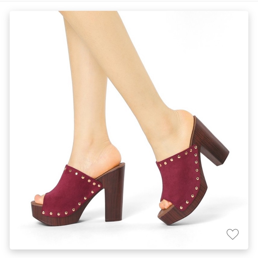 New Platform block slide in Burgundy Size 7